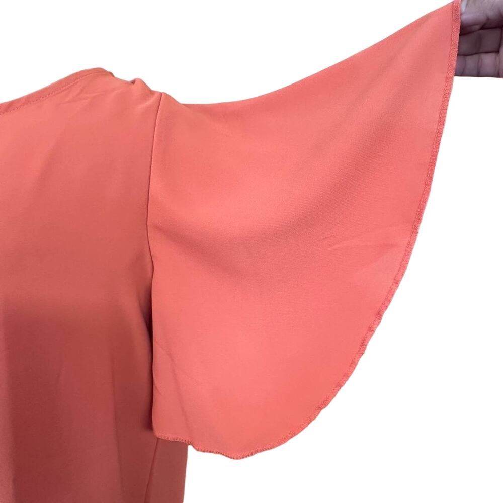 Zenana Blouse Women's Small Orange Waterfall Flared Sleeve Woven Top New - Picture 4 of 5